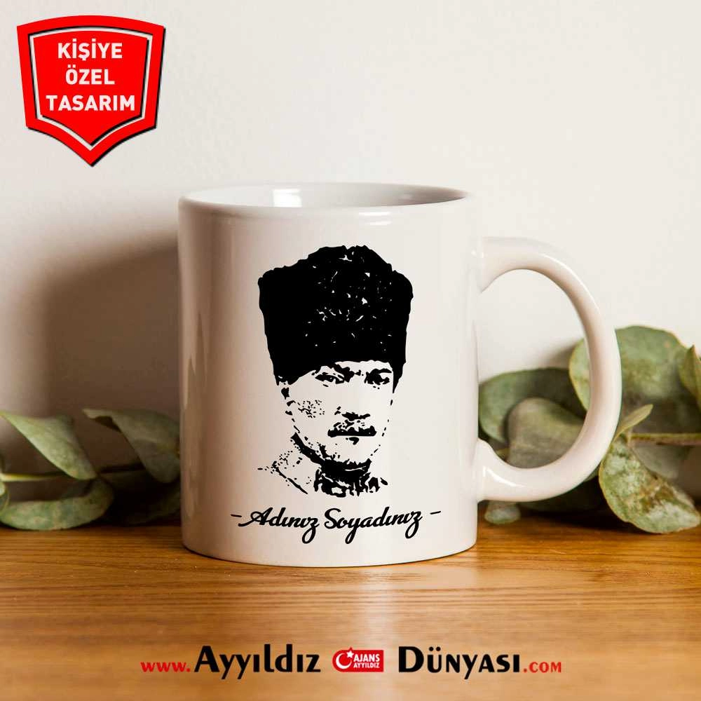 Atatürk Kalpaklı Silüeti Kupa Bardak